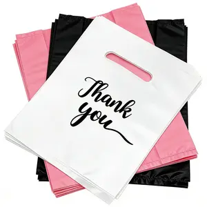 100pcs 20x15cm Plastic "Thank You" Gift Bags, Reusable Handheld Tote Bags, Practical Party Favor Bags for Birthday, Wedding Favors, Baby Shower, Small Gift Storage & Retail Packaging