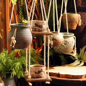 Rustic Hanging Stoneware Flower Pots