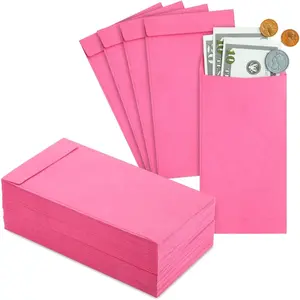100 Pack Money Envelopes for Cash, Payroll, Money Saving, Coins, Currency, 100GSM, Pink (4 x 7 In)