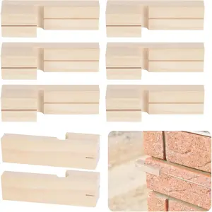 8 Pcs Wood Mason Line Blocks, 4-Inch Masonry String Line Holder for Concrete Blocks and Bricklaying Tools Long-Lasting Straight-Line Stabilizer
