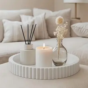 Nordic Style Round Wave Tray, Multi-Functional Scented Candle Holder, Living Room Decor, Kitchen Spice Tray, Serving Tray, Global Selection