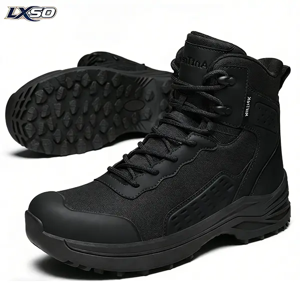 LXSO Men's 8-Inch Tactical Combat Boots - Nylon, Breathable Hiking Footwear with Side Zipper, Durable Outdoor Hiking Shoes, Non-Slip for Work & Outdoors Security