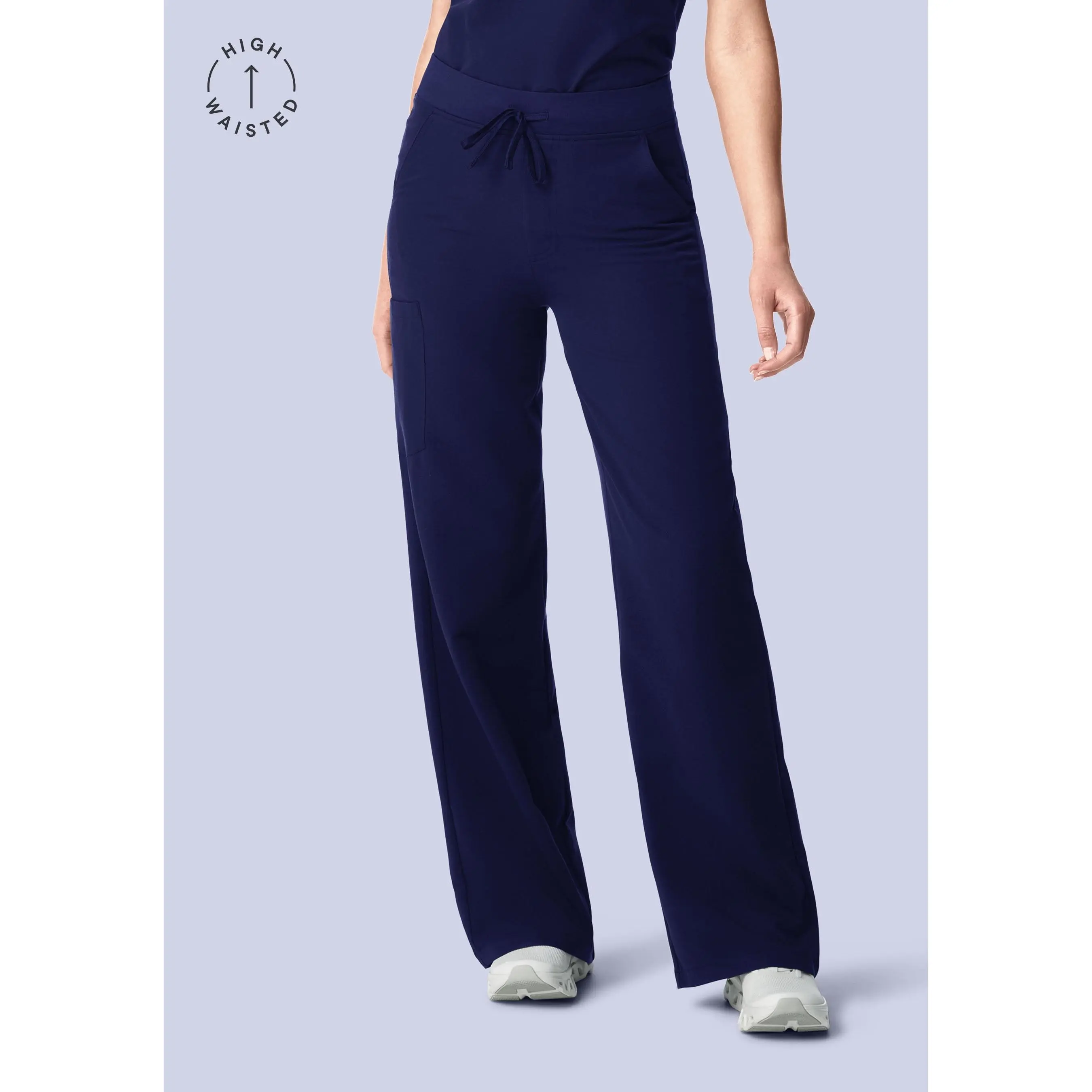 Women's High-Waisted Navy Jeans - Baggy Legged Pants, Casual Loose Pants, Loose-Fitting Bottoms, Machine Washable