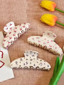 Women's Silver Color Large Shark Clip Hair Claw, Half Round Cherry Blossom Design, Flower Hair Clip, Suitable for Daily Use, Secure Grip, Stylish Accessory