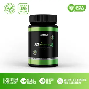 Just Move Just Immunity Capsules - Vitamin C Echinacea Elderberry - Immune System Booster - Organic - Vegan Gluten Free GMO Free - 30 Capsules