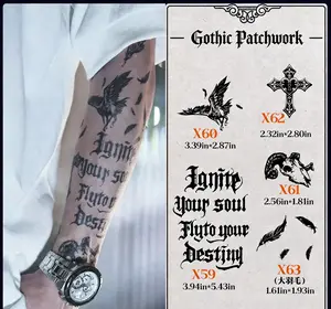 Gothic Patchwork Flower Arm Tattoo Stickers: Waterproof, Rub-Resistant, Non-Reflective, and Long-Lasting