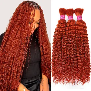 Ginger Deep Wave Bulk Human Hair For Braiding 1 3 4PCS Bulk Human Hair Extensions No Weft Ginger Curly Human Hair For Braiding