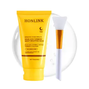 HONLINK Turmeric Night Wrapping Mask, Overnight Facial Mask with Kojic Acid Collagen & Vitamin C, Nourishing Formula, 2.65 fl oz korean skincare