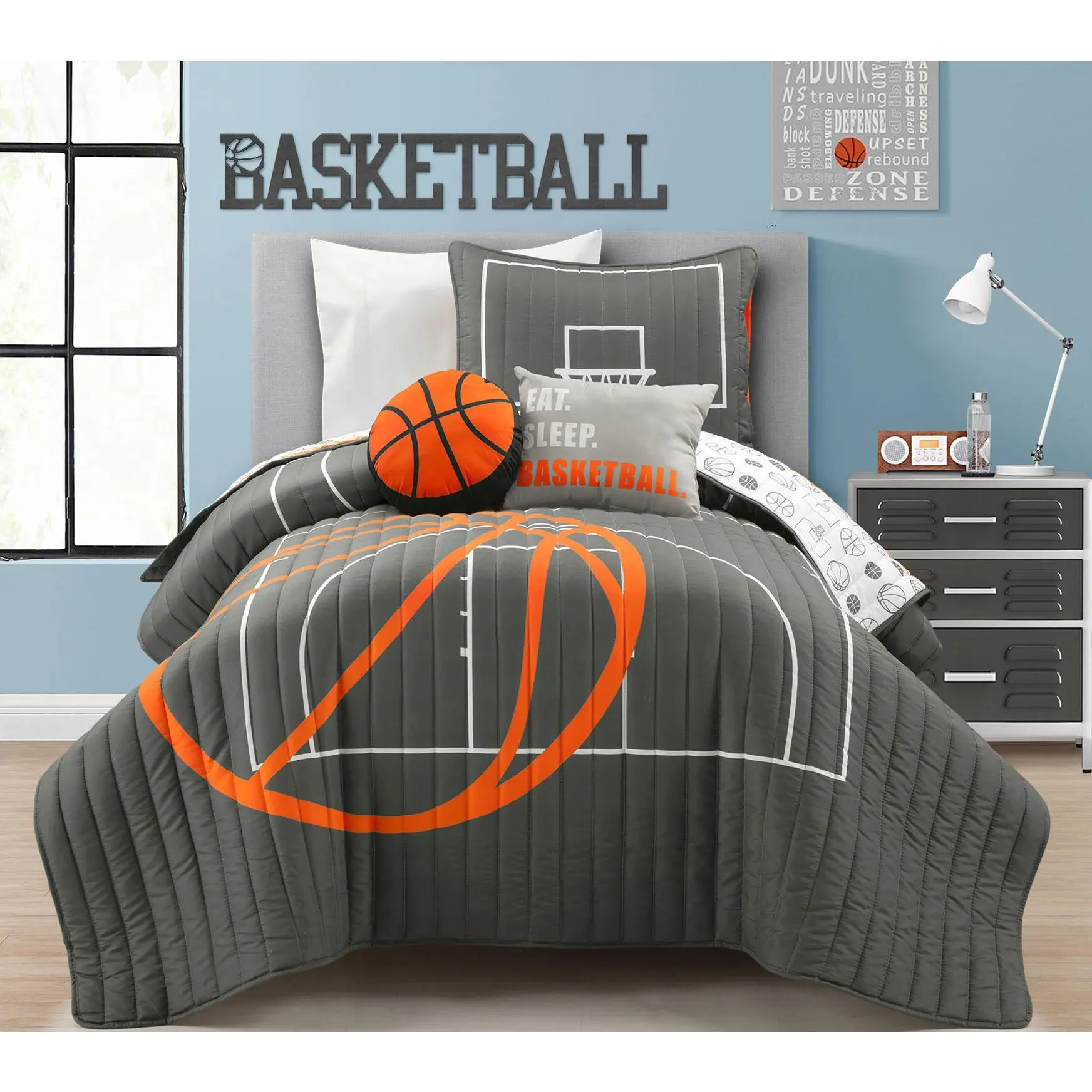 Basketball Game Oversized Quilt 4-Pc Set Twin by Lush Decor
