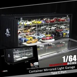 1:64 Diorama Diecast Garage Model LED Lighting Parking Lot Scene Model Cars Display Case Container Repair Shop Gift US