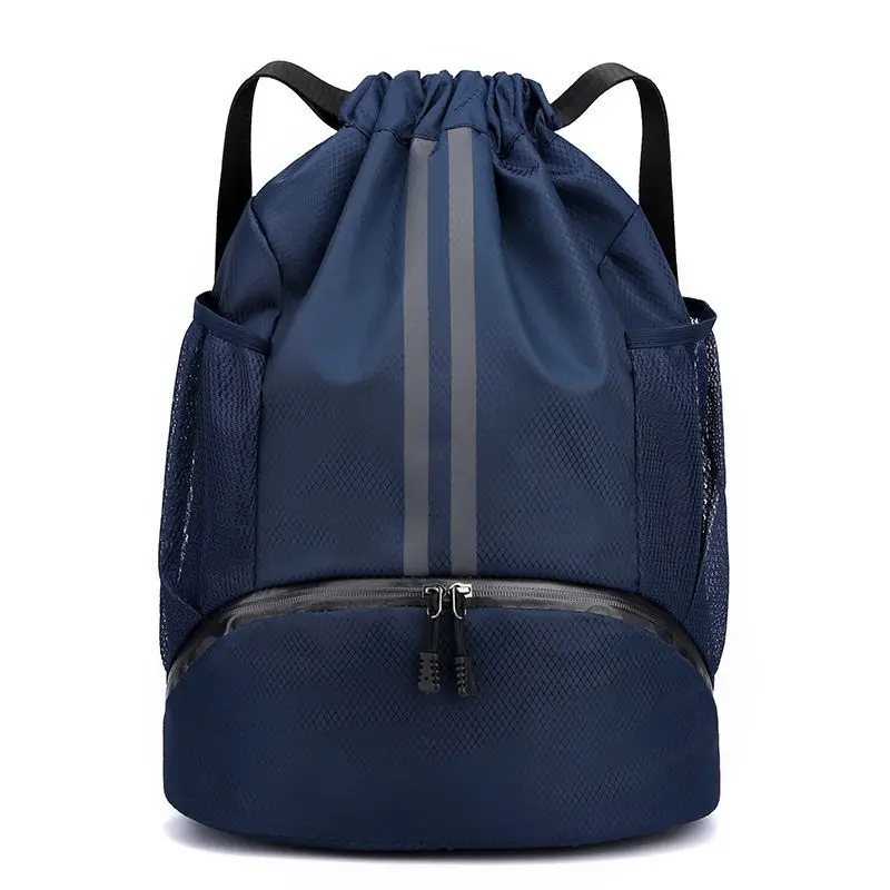Breathable Wear-Resistant Drawstring Sports Backpack - Side Water Pocket Basketball Sack for Middle School Students, University Students, Teen Boys & Girls for Back to School Daily Carry, PE Class, Soccer Training, Fitness Workout, Swimming
