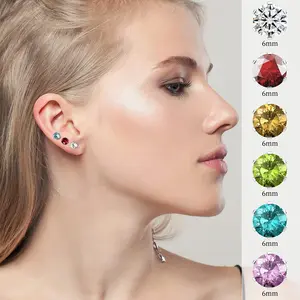 12 Pairs Silver Earrings Surgical Steel Hypoallergenic CubicZirconia Studs 6mm Earrings Set for Women Men Ideal Everyday Wear Special Occasions