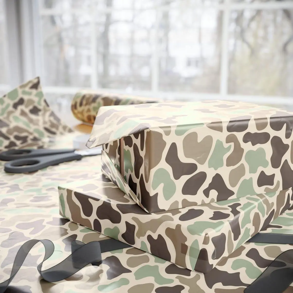 Duck Camo Gift Wrapping Paper, Stylish Hunter Holiday Wrapping Paper, Halloween Gift Wrap