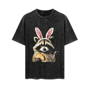 100% cotton A Taco T-shirt featuring a raccoon with rabbit ears, suitable for home decoration and party items, is an Easter gift for children.
