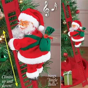 Santa Climbing Ladder Electric Toy, Single and Dual Ladder Chimney Shake Butt Climb Beads Santa Claus, Christmas Gift for Kids
