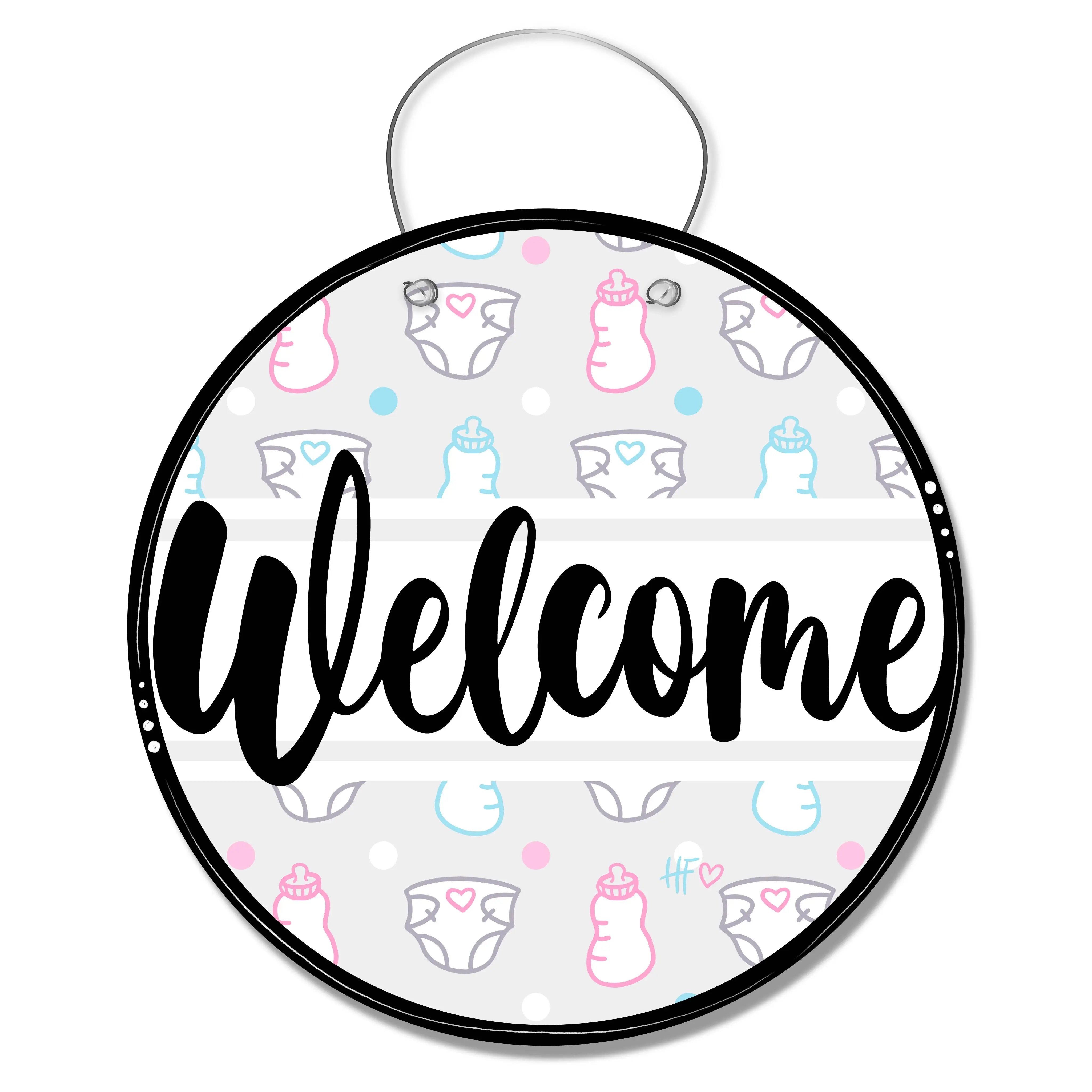 Acrylic Baby Shower Welcome Board Door Hanger - Handmade Patterned Celebration Sign with UV-Resistant Finish, Small (3.5–4") & Multi-Size Festive Home Decor for Diaper Bottle Themed Gatherings