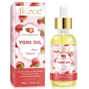 Ikzee Strawberry Yoni Oil, Natural Gentle Women's Intimate Deodorant, Ph Balance, Improves Odor, Rose, Jojoba, Coconut Essential Oil, All-Natural Essence, Fragrance, Scented