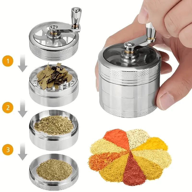 Premium Metal Herb Grinder with Handle - Effortless Spice Crushing for Flavorful Meals