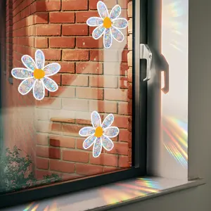 1pc colorful sunflower joyful reflective electrostatic window sticker - reusable PVC decorative wall sticker, Floral Pattern Sticker, suitable for glass decoration in homes and offices, Removable Window Decal