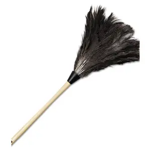 212 MAIN Professional Ostrich Feather Duster with Handle, 13 in. Wooden Handle - Sturdy Natural Household Cleaning Tool That Attracts Dust
