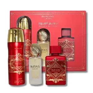 LATTAFA BADEE AL OUD SUBLIME GIFT SET - EAU DE PARFUM 3.4 FL.OZ / PERFUME SPRAY 6.7 FL.OZ / HAIR MIST
