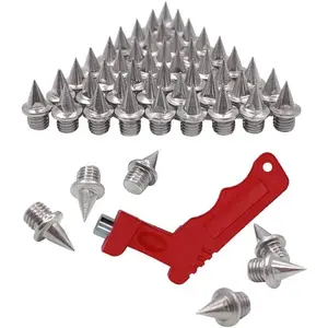 50pcs 1/4inch Spikes Replacement Steel Track and Cross Country Spikes with Spike Wrench for Track Sprint Short Running Shoes
