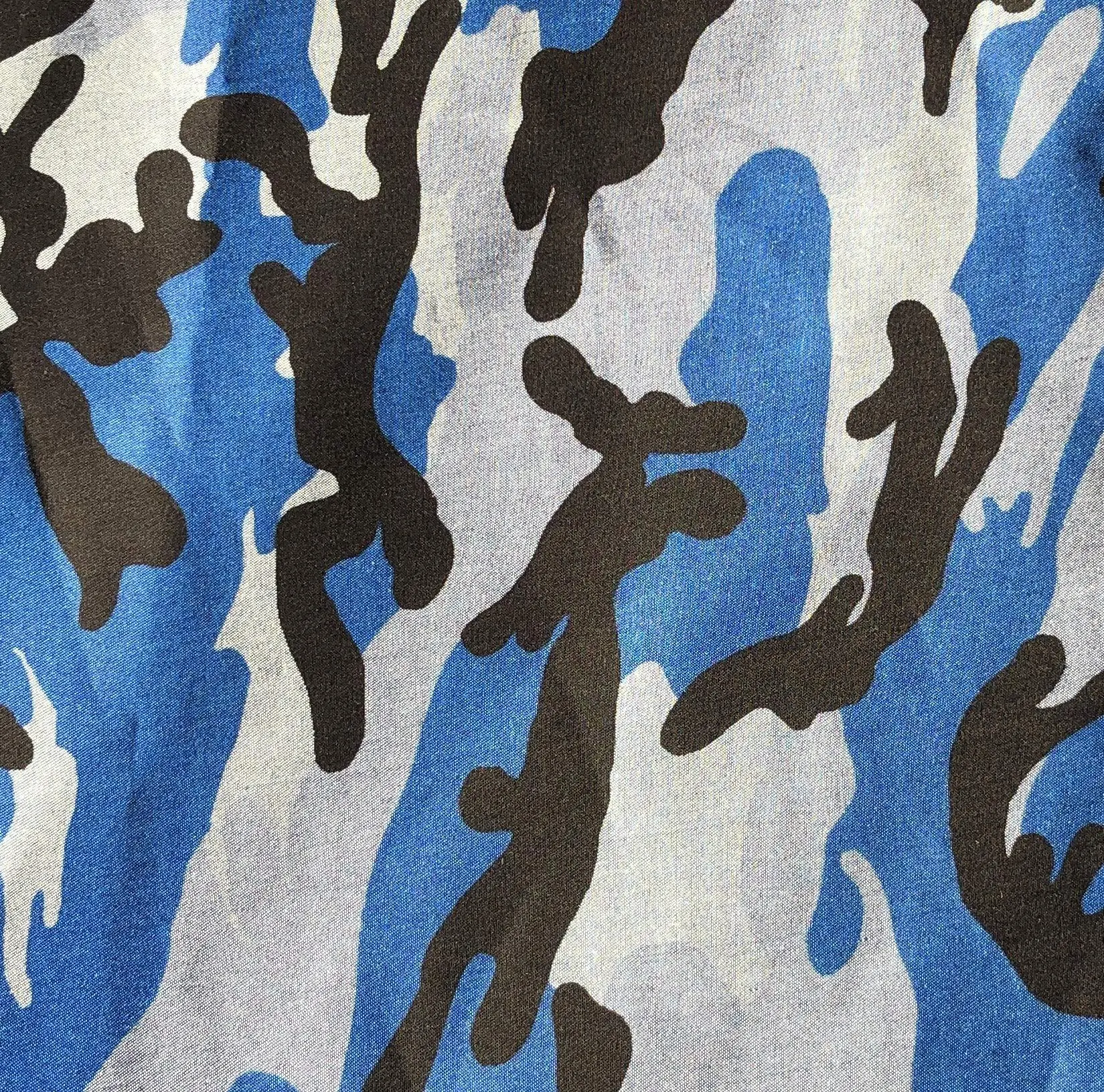 60" Blue Camouflage Cotton & Tencel Lyocell Chambray Camo Print Medium Weight Apparel Woven Fabric By the Yard