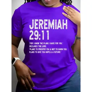 100% Cotton, Women's Red Bible Verse T-Shirt - Jeremiah 29:11 Inspirational Quote Top - Soft Daily Christian Clothing - Crew Neck Casual Church Outfit - Machine Washable Faith-Themed Top