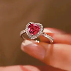 Ladies' Heart-shaped Cut Synthetic Zirconium Ring-shaped Engagement Ring, A Promise Ring, in Various Colors Cubic Zirconia Rings