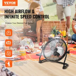 【Spotlight Day】VEVOR Cordless Fan 12 in, Portable Quiet Personal Fan for Home or Office, 360 Degree Manual Pivoting Head, Stepless Speed Regulation High Velocity Cordless Fan, Heavy Duty Metal Industrial Floor Fans