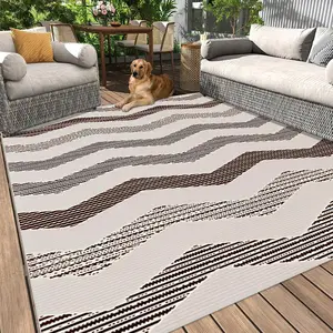 Outdoor Abstract Geometric Pattern Style Mat, Patio Rug, Household Decorative Rug, Waterproof Design, Anti-slip & Easy To Clean, Ideal for Gardens, Porches, Balconies, Camping, RV Trips, and Decks
