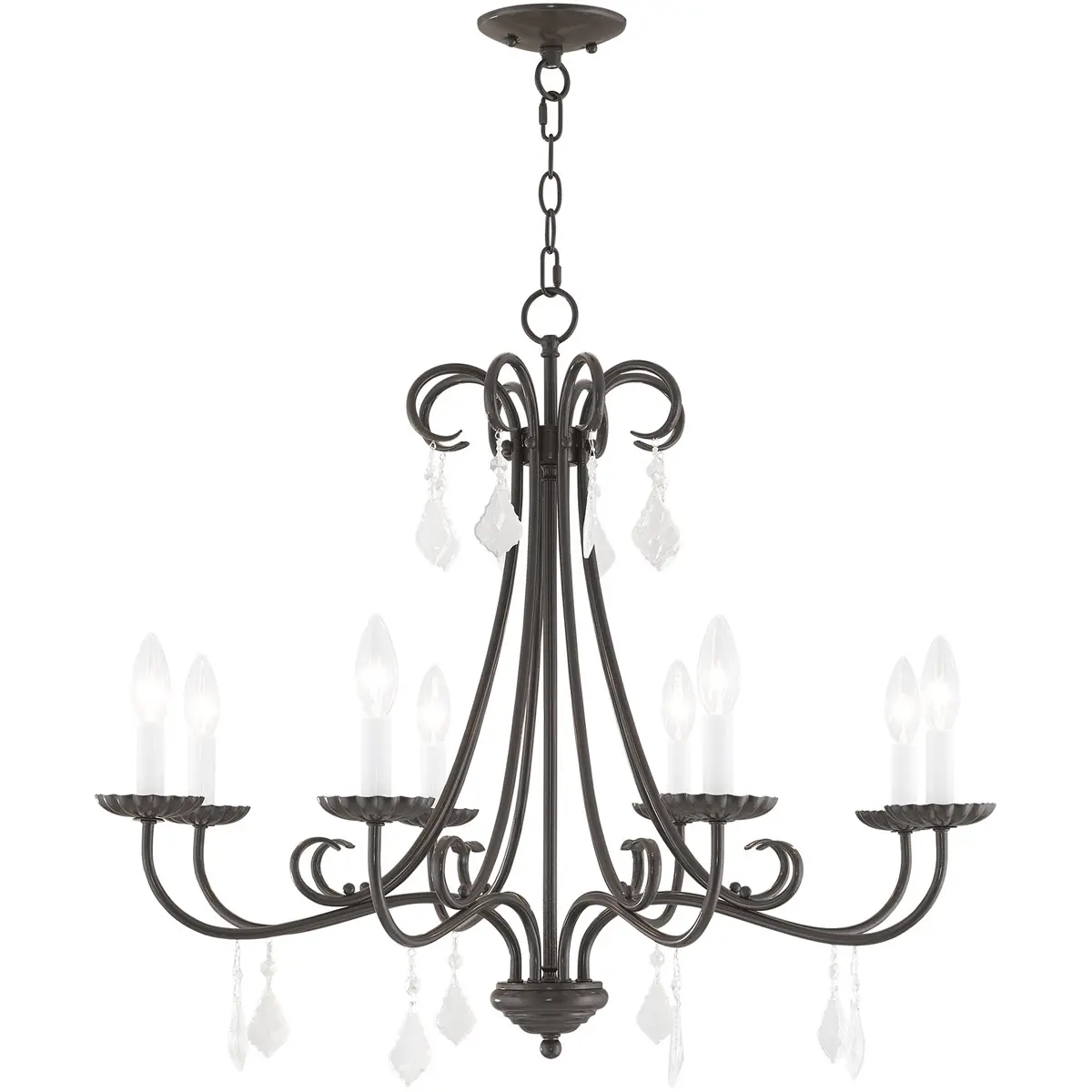 8 Light English Bronze Chandelier with Steel base material