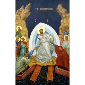 Traditional Religious Orthodox Christian Resurrection of Christ Icon, Wooden Mounted Home Decor Gift