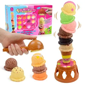 Ice Cream Stacking Tower Toy, Blocks Tower Game, 1 Box Ice Cream Deisgn Hand Eye Coordination Parent-child Interactive Desktop Game, Fun Gift for Boys & Girls
