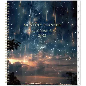 Monthly Planner 2026-2028 - 2 Year Planner 2026-2028, Jul.2026 - Jun.2028, 9" x 11", Calendar Planner, 24 Month Calendar with Tabs, -wire Binding +  Pocket - Galaxy