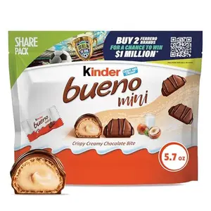 Kinder Bueno Mini Milk Chocolate Bars with Hazelnut Filling, Chocolate Candy Bars for Game Day, Football Party Supplies, Snacks for Adults, 5.7 oz