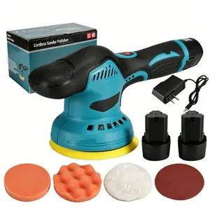 Cordless Car Polisher with 2 Batteries, Orbital Sander Buffer Kit with Multi-Pads, for Waxing, Polishing & Scratch Removal, for DIY Auto Detailing