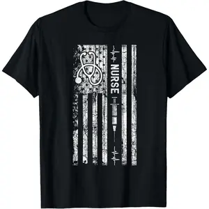 Vintage American Flag Nurse T-Shirt