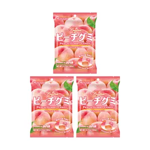 Kasugai Japanese White Peach Gummy Candy 107g (3 Bags) - Gluten-Free Fruit Chewy Snacks