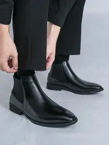 Men's Chelsea Boots, High Top Pointed Toe Oxford Shoes, Comfortable Casual Footwear, Ankle Casual Boots, Easy On/off Design, Sizes 39-46, All Seasons
