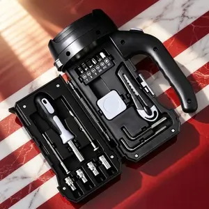 Emergency Survival Flashlight Toolbox, Multi-Function Portable LED Searchlight with All-in-One Repair Hardware Kit, Must Have Safety Gear for Blackout Travel Outdoor Home Car Prep