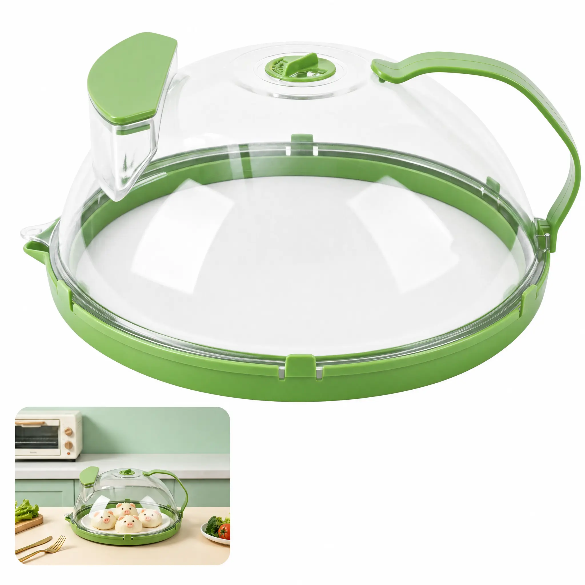 Microwave Splatter Cover, 10-Inch Clear Vented Food Cover with Handle, Durable Heat-Resistant Kitchen Essential Designed for Microwave Use and Moisture-Rich Reheating