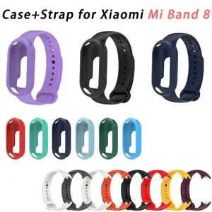 For Mi Band 9 8 Silicone Smartwatch Strap+Protective Case \Smart Watch Wristband Fitness Bracelet Replacement Accessories
