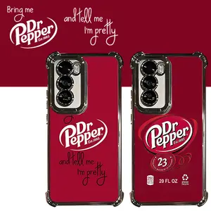 Dr Pepper Aesthetic Fun Accessory Pattern Electroplated TPU Casing For SAMSUNG GALAXY S22 S23 S24 S25 FE ULTRA PLUS EDGE Four Corners Anti-Fall Transparent Soft Silicone Gift Shockproof Protection Anti-Drop Protective Protector Phone Cases Shell Cover