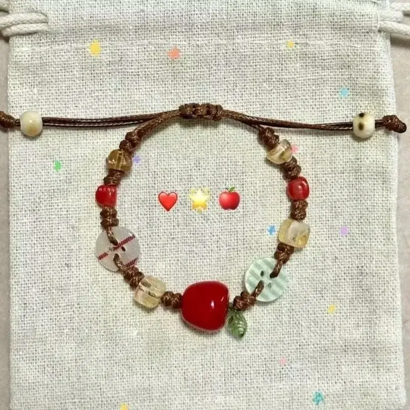 Adjustable Ceramic Apple Bracelet with Planet Beads, Flower & Other Elements - Unisex Wear for Daily Use, Ethnic Look, Birthday & Christmas Gifts for Family & Friends target couping this week bracelets for women bracelet stack Trendy Jewelry