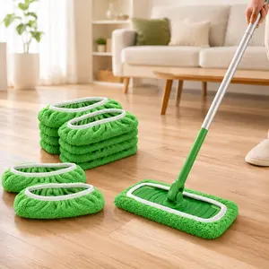 10 Pack 10×4.5 Inch Washable Microfiber Mop Refill Pads, Wet & Dry Dual Use Replacement Mop Cloths Compatible with Swiffer Sweeper & Rotating Spin Mop, Absorbent Floor Cleaning Pads for Hardwood Kitchen Floors