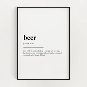 Beer Definition Print, Beer Definition Poster No Frame