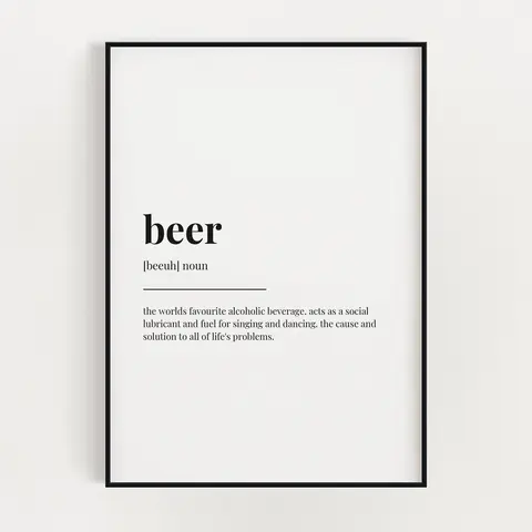 Vintage Unframed Waterproof Artistic Beer Definition Wall Poster - Abstract Art Decor, Military Plaid, Sun Protection, Polka Dot House Decor, Multi-Size Print for Living Room, Wardrobe, Kitchen Home Supplies