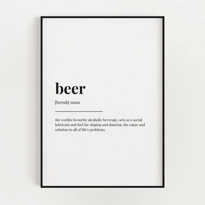 Vintage Unframed Waterproof Artistic Beer Definition Wall Poster - Abstract Art Decor, Military Plaid, Sun Protection, Polka Dot House Decor, Multi-Size Print for Living Room, Wardrobe, Kitchen Home Supplies