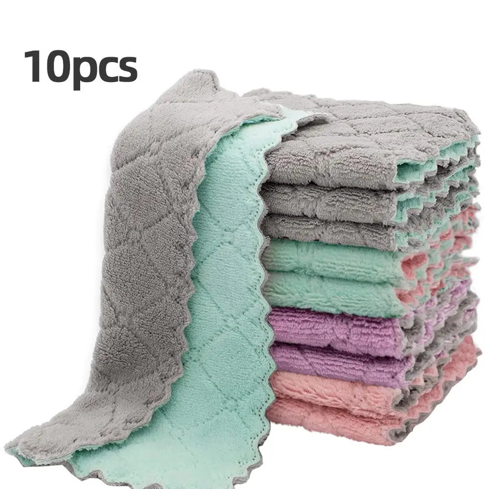 Household Cleaning Cloth, 10/12/24pcs Soft Absorbent Dish Cloth, Household Wipe Hand Quick Drying Handkerchief for Bathroom, Kitchen